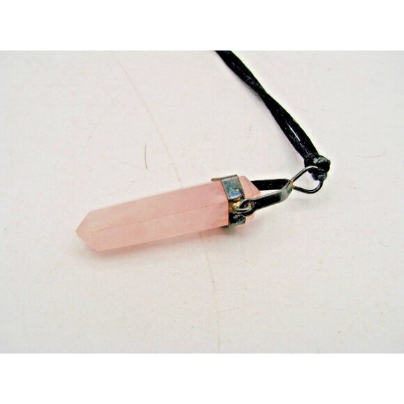Rose Quartz Crystal Stone Necklace Point Pendant Fabric Rope Heart Chakra Energy - Picture 6 of 10